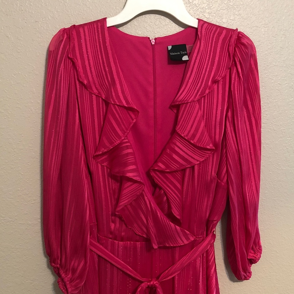 🌺Maison Tara Vibrant Pink Asymmetrical Dress